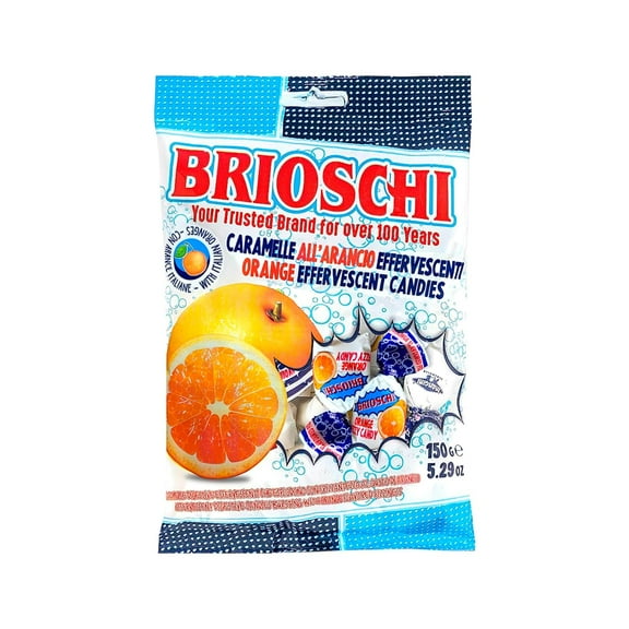 Brioschi Orange Flavored Effervescent Fizzy Digestive Italian Candies, 5.29 oz