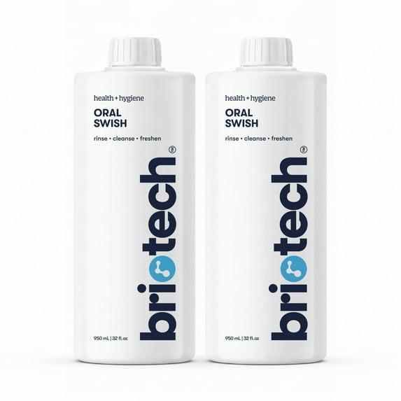 Briotech Oral Swish, Hypochlorous Acid Mouthwash Rinse, Alcohol & Fluoride Free, 32 fl oz (2 Pack)