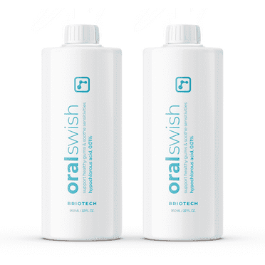 Briotech Oral Swish, Hypochlorous Acid Mouthwash Rinse, Alcohol & Fluoride Free, 32 fl oz (2 Pack)