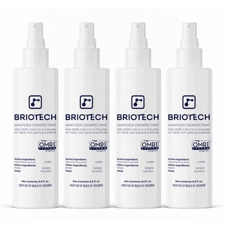 Briotech Sanitizer Disinfectant, Kill 99.99% of Viruses & Bacteria, Control Mold, 8.5 fl oz (4 Pack)