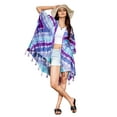 thumbnail image 1 of Brisas Hand Painted Purple/Blue Beach Cover Up for Women Used as Swimsuit, Cardigan, Kimono for Super Soft Loungewear, Travel and Holiday - Diamond Pattern, 1 of 4