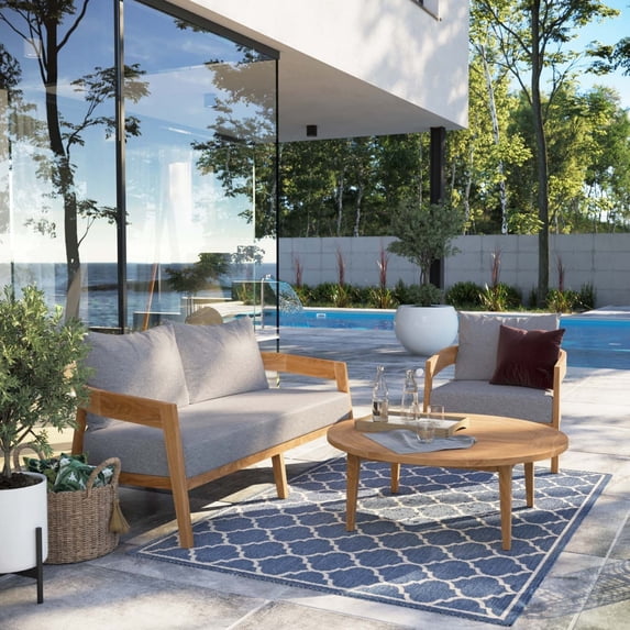 Brisbane 3-Piece Teak Wood Outdoor Patio Outdoor Patio Set-EEI-5834
