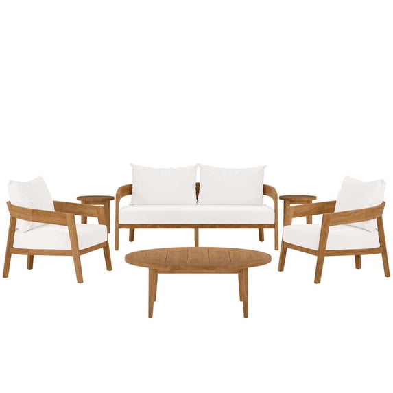 Brisbane 6-Piece Teak Wood Outdoor Patio Outdoor Patio Set-EEI-5833