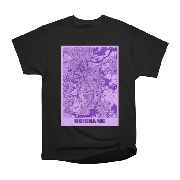 Brisbane Australia Lavender City Map T-Shirt Tee Gift For Him Merch For ...