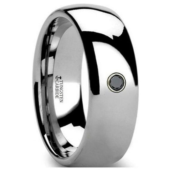 Brisbane Domed Black Diamond Tungsten Ring
