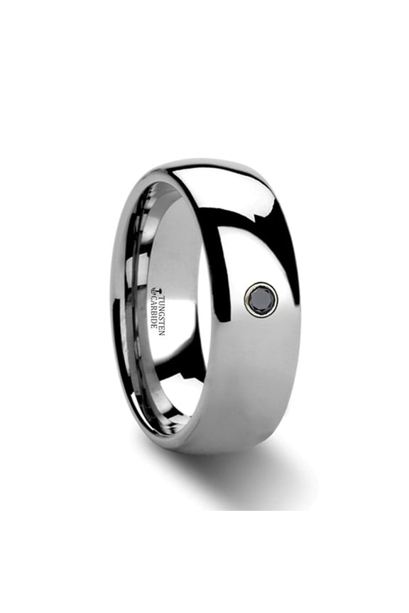 Brisbane Domed Black Diamond Tungsten Ring
