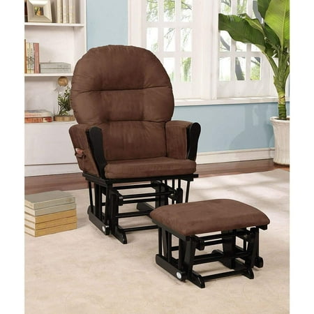 Brisbane Glider and Ottoman Set by Naomi Home-Cushion Color:Chocolate,Finish:Black