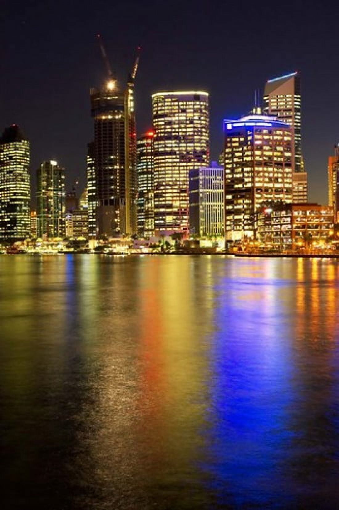 Brisbane River and Brisbane at Night Queensland Australia Canvas Art - David Wall DanitaDelimont (17 x 26)