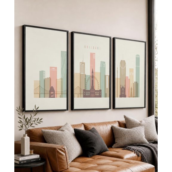 Brisbane Skyline Triptych Poster