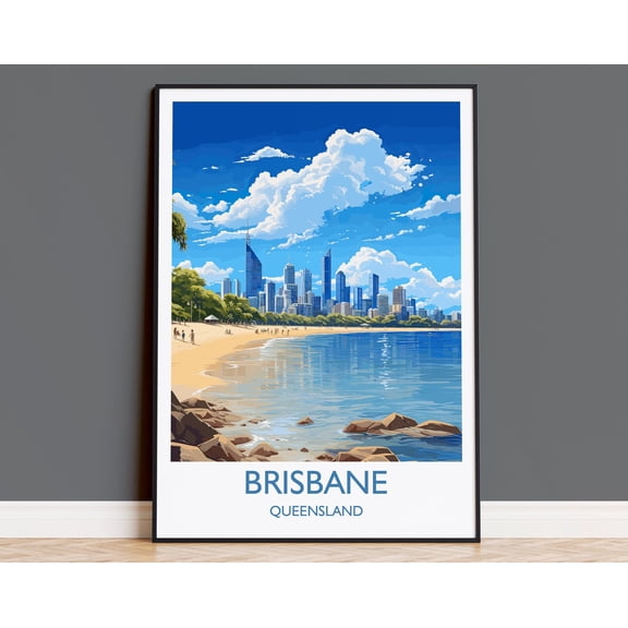 Brisbane Travel Print, Travel Poster of Brisbane , Queensland Art, Australia Art Lovers Gift, Brisbane Wall Art, 24x36 UNFRAMED