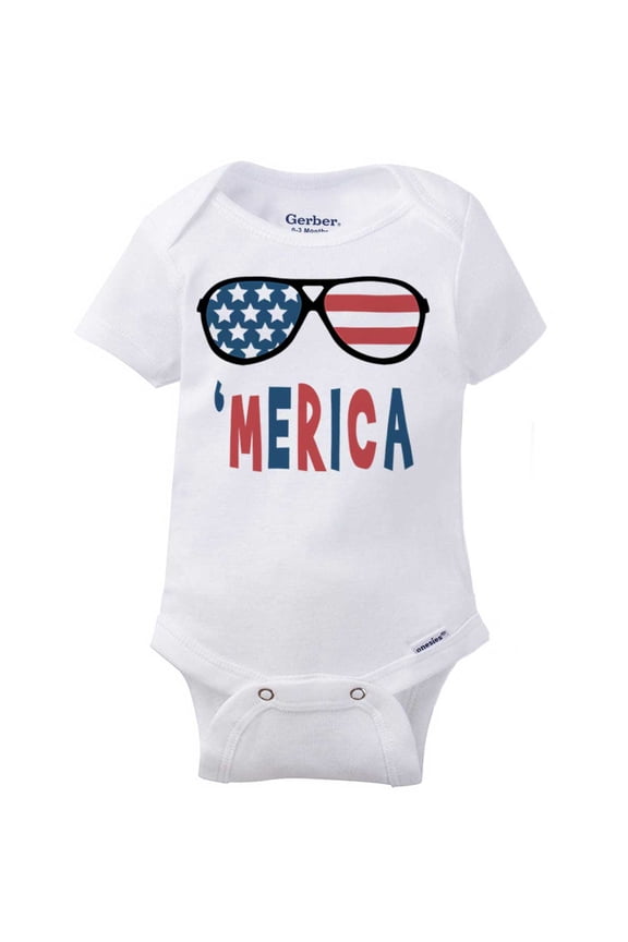 Funny American Flag Glasses Pride Unisex Baby Bodysuits
