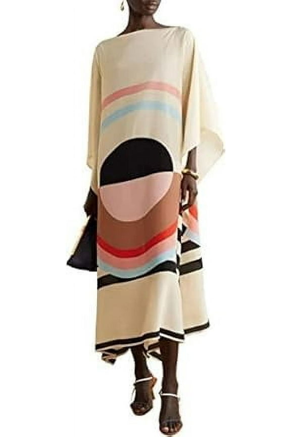 Brisha Creation_Stylish Silk crepe Printed Kaftan,Beach & Party Wear kaftan,Luxury Silk Caftan,Fancy ladies kaftan.