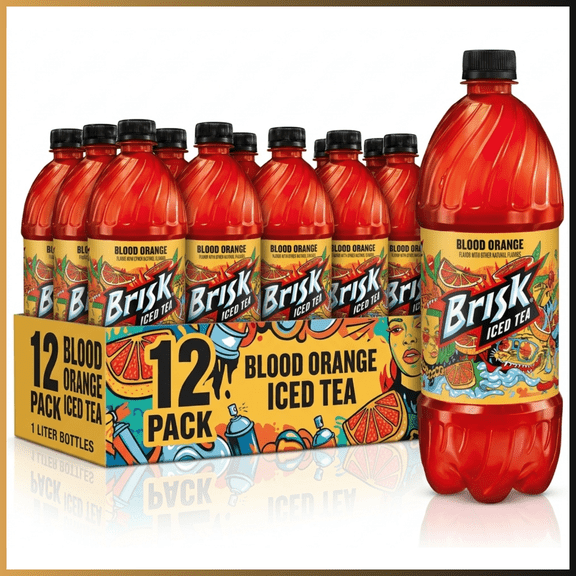 Brisk Blood Orange Iced Tea 1 Liter Bottles 12 Pack Refreshing Citrus Beverage