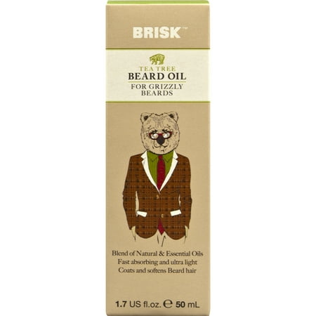 Brisk Grooming Beard Oil, Tea Tree, 1.7 Ounce bottle w/dropper