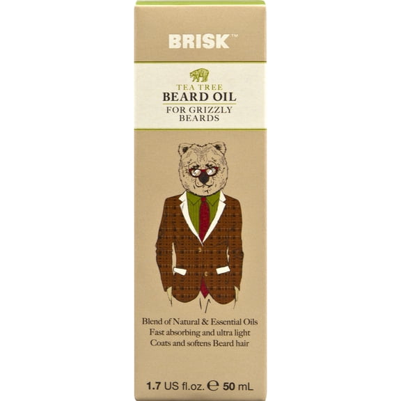 Brisk Grooming Beard Oil, Tea Tree, 1.7 Ounce bottle w/dropper