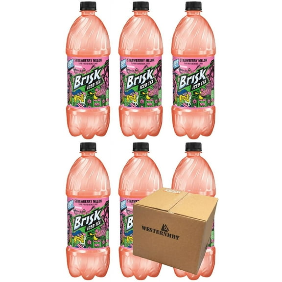 Brisk Iced Tea Strawberry Melon, 33.8 fl oz, 6 bottles