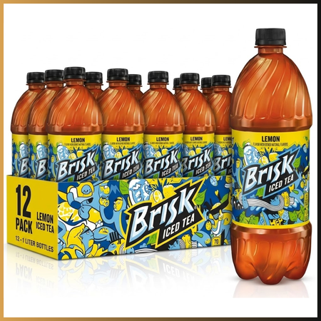 Brisk Lemon Iced Tea 1 Liter Bottles 12 Pack Refreshing Ready to Drink Tea
