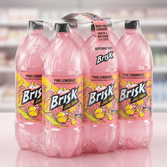 Brisk Pink Lemonade Juice Drink, Refreshing Sweet & Tart Citrus Beverage, 16.9 fl oz Bottles, Pack of 6