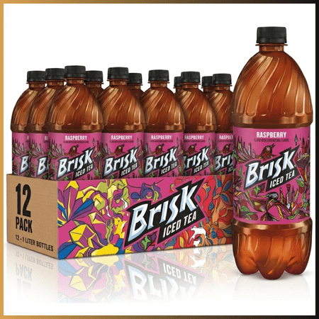 Brisk Raspberry Iced Tea 1 Liter Bottles 12 Pack Ready to Drink Refreshing Tea