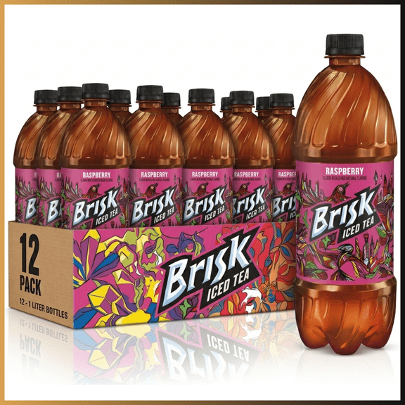 Brisk Raspberry Iced Tea 1 Liter Bottles 12 Pack Ready to Drink Refreshing Tea