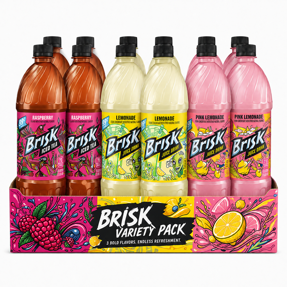 Brisk Tea Raspberry Lemonade Pink Lemonade 1L Bottles 12 Pack Variety New