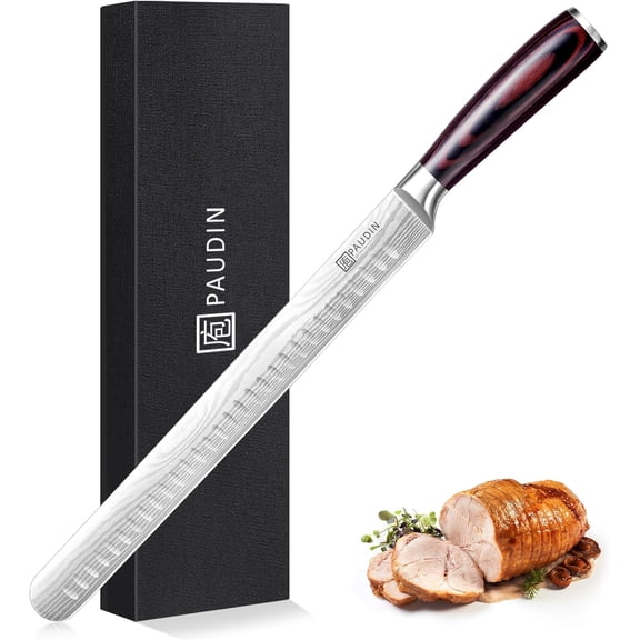 Brisket Knife, 12 Inch Carving Knife Stainless Steel Brisket Slicing Knifes with Granton Edge for Meat Cutting, Roasts, BBQ, Turkey