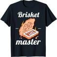 Brisket Master Graphic Tee Cartoon Brisket with Flames &