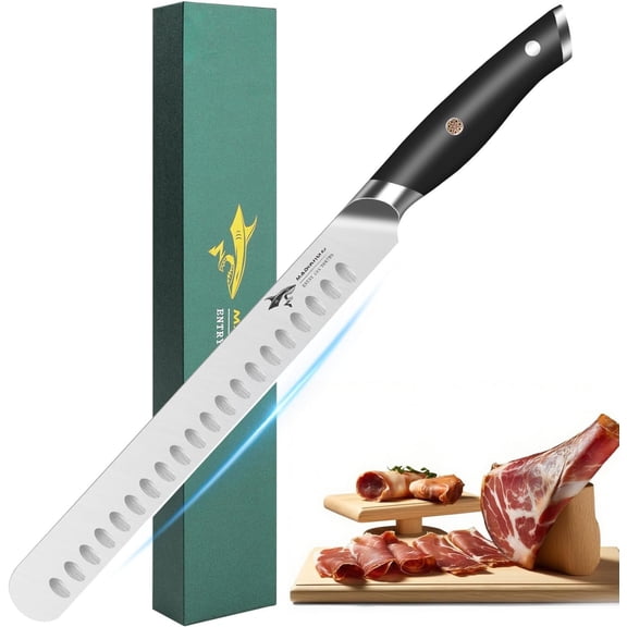 Brisket Slicing - 10 inch BBQ Full Tang Design Meat Carving , Razor for Slicing Meats, Fruits, Roasts and Vegetables with Box