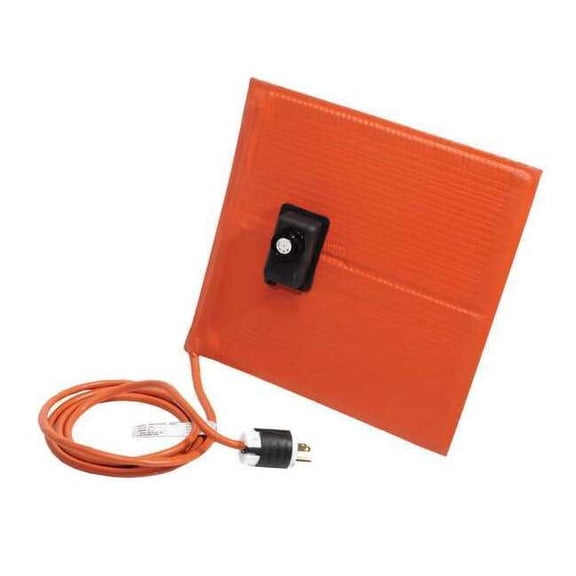 Heating Blanket, Silicone Rubber, 120V, 180W, 6"W x 12"L, PSA, Plug