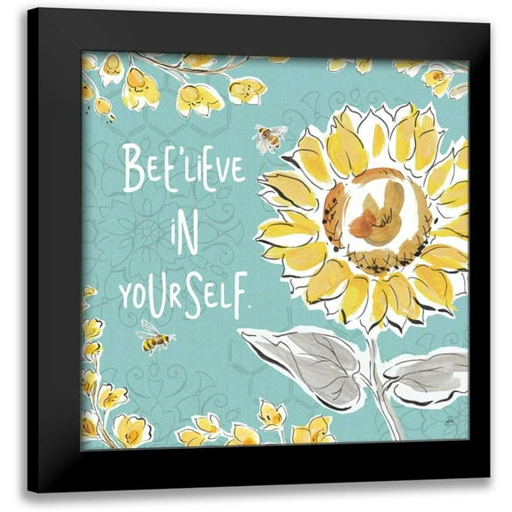 Brissonnet, Daphne 12x12 Black Modern Framed Museum Art Print Titled - Bee Happy V