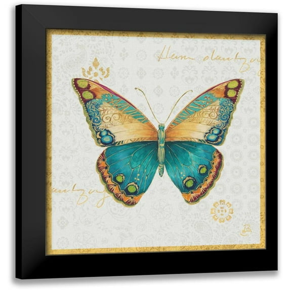 Brissonnet, Daphne 12x12 Black Modern Framed Museum Art Print Titled - Bohemian Wings Butterfly II