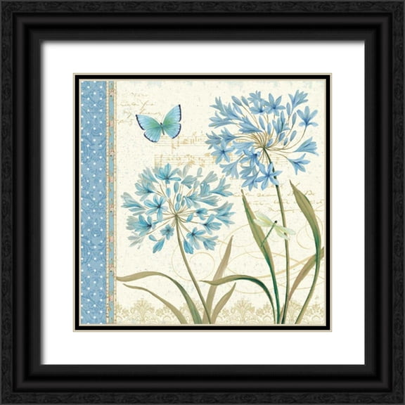 Brissonnet, Daphne 12x12 Black Ornate Wood Framed with Double Matting Museum Art Print Titled - Blue Melody III