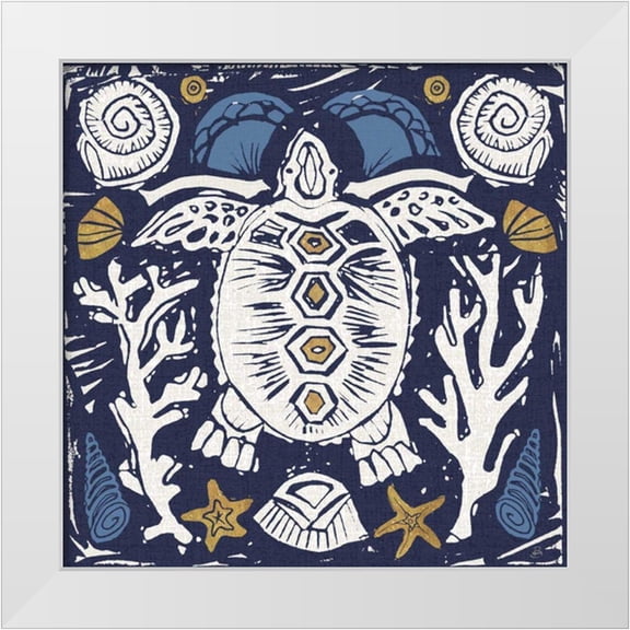 Brissonnet, Daphne 12x12 White Modern Wood Framed Museum Art Print Titled - Primitive Sea III Dark