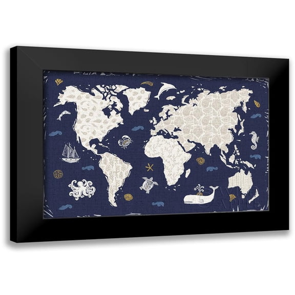 Brissonnet, Daphne 14x11 Black Modern Framed Museum Art Print Titled - Primitive Sea II Dark