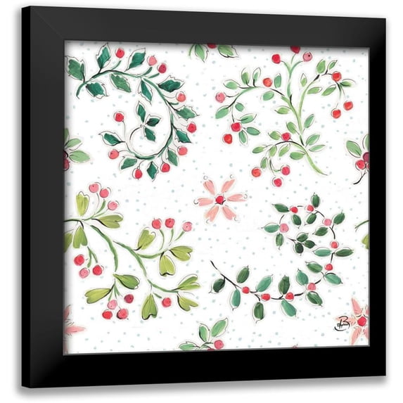 Brissonnet, Daphne 15x15 Black Modern Framed Museum Art Print Titled - Country Poinsettias Step 07A