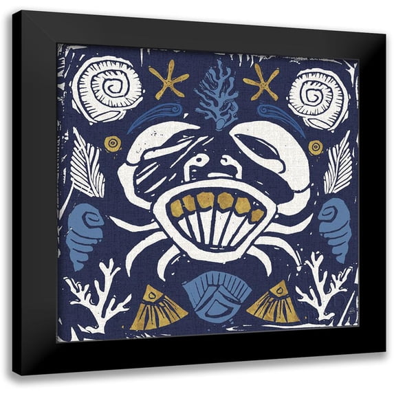 Brissonnet, Daphne 15x15 Black Modern Framed Museum Art Print Titled - Primitive Sea VII Dark