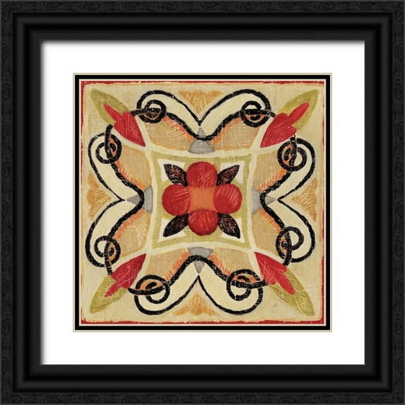 Brissonnet, Daphne 15x15 Black Ornate Wood Framed with Double Matting Museum Art Print Titled - Bohemian Rooster Tile Square I