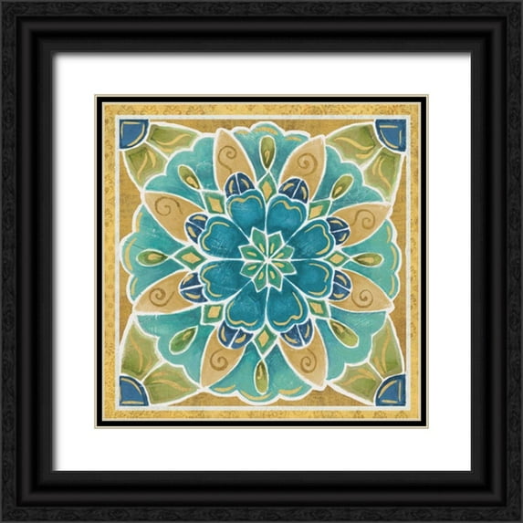 Brissonnet, Daphne 15x15 Black Ornate Wood Framed with Double Matting Museum Art Print Titled - Free Bird Mexican Tiles IV