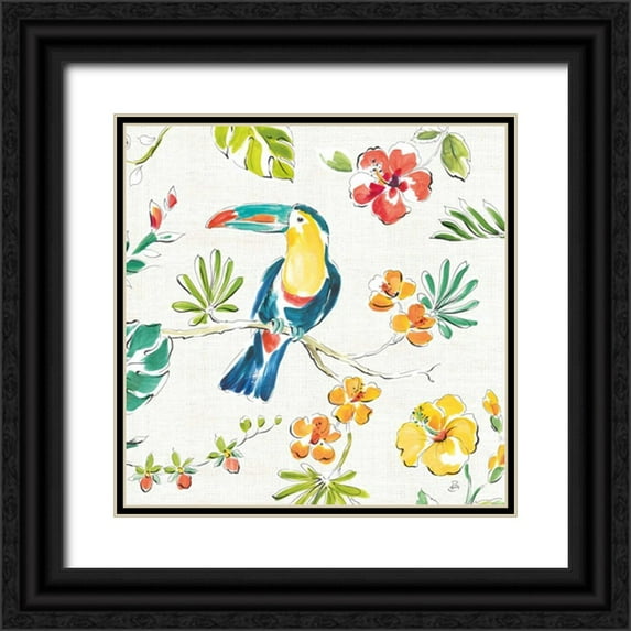 Brissonnet, Daphne 15x15 Black Ornate Wood Framed with Double Matting Museum Art Print Titled - Tropical Oasis V White