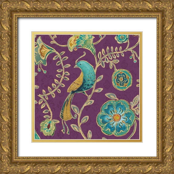 Brissonnet, Daphne 15x15 Gold Ornate Wood Framed with Double Matting Museum Art Print Titled - Bohemian Wings VIII Aubergine