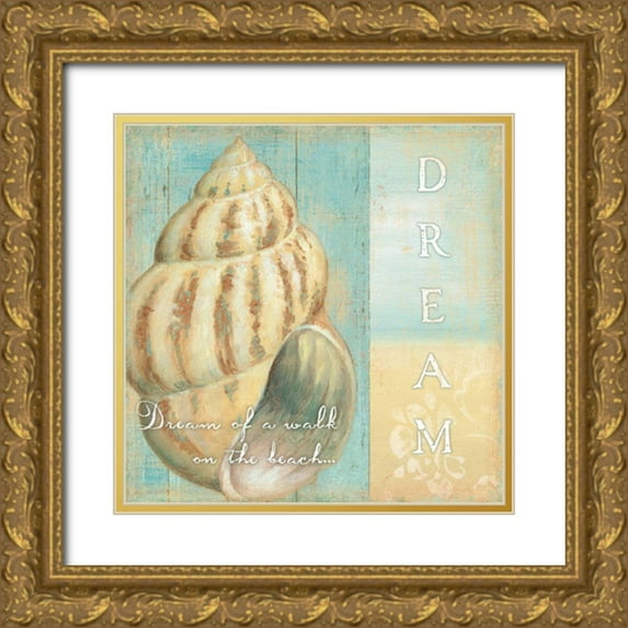 Brissonnet, Daphne 15x15 Gold Ornate Wood Framed with Double Matting Museum Art Print Titled - Soft Beach Quote I