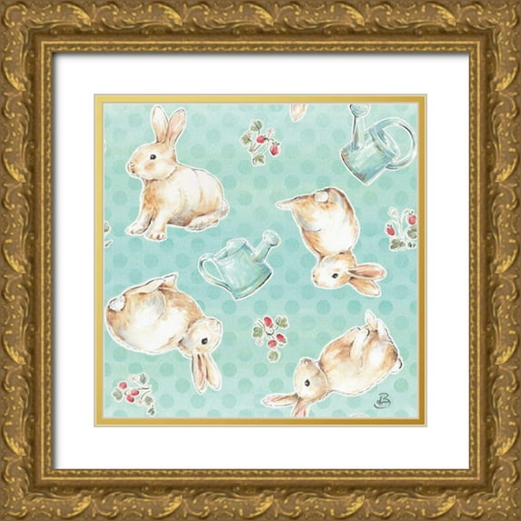Brissonnet, Daphne 15x15 Gold Ornate Wood Framed with Double Matting Museum Art Print Titled - Springtime Pattern IIIB