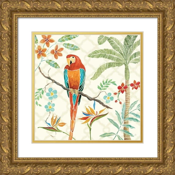 Brissonnet, Daphne 15x15 Gold Ornate Wood Framed with Double Matting Museum Art Print Titled - Tropical Paradise II
