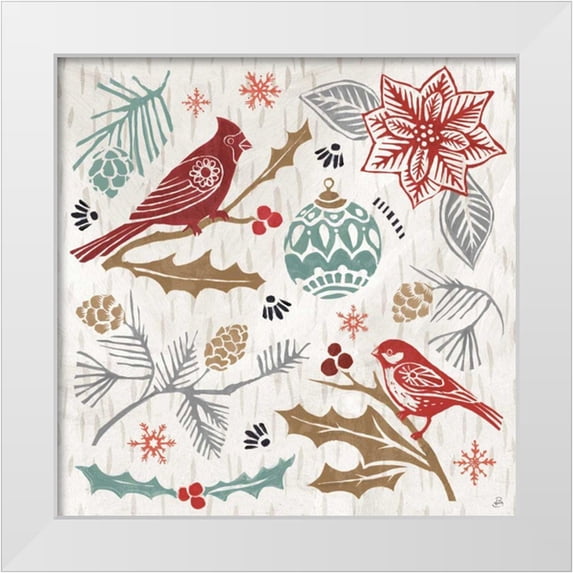 Brissonnet, Daphne 15x15 White Modern Wood Framed Museum Art Print Titled - Woodcut Christmas VI Color