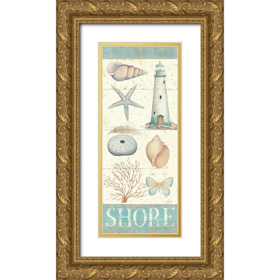 Brissonnet, Daphne 15x32 Gold Ornate Wood Framed with Double Matting Museum Art Print Titled - Pastel Coast Panel II