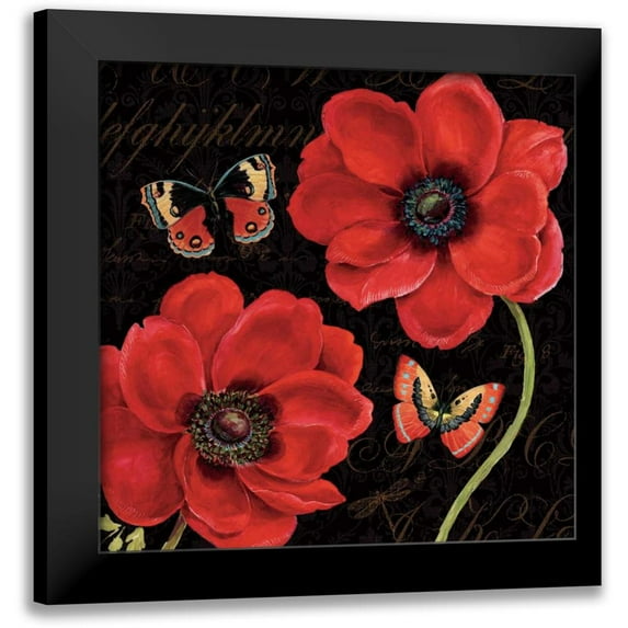 Brissonnet, Daphne 20x20 Black Modern Framed Museum Art Print Titled - Petals and Wings III Special
