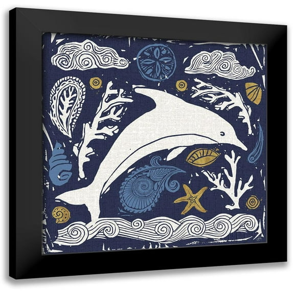 Brissonnet, Daphne 20x20 Black Modern Framed Museum Art Print Titled - Primitive Sea VIII Dark