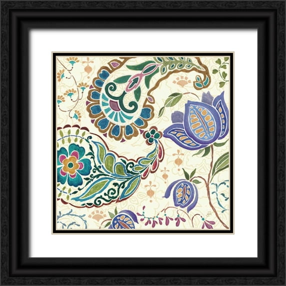 Brissonnet, Daphne 20x20 Black Ornate Wood Framed with Double Matting Museum Art Print Titled - Peacock Fantasy V