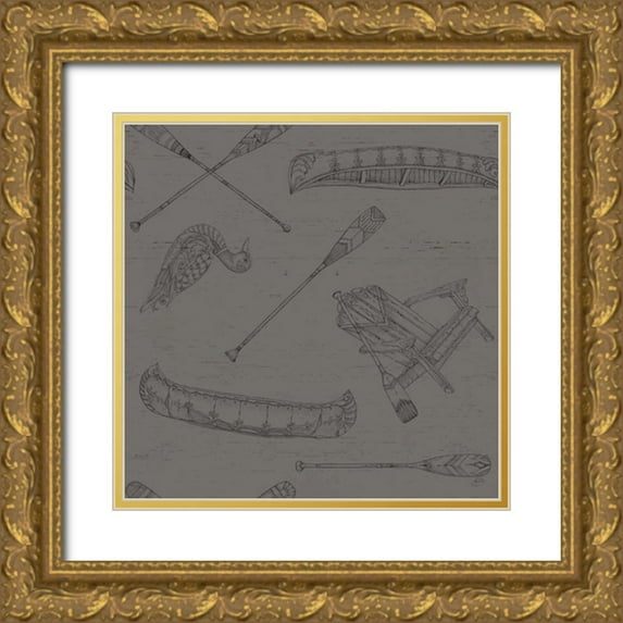 Brissonnet, Daphne 20x20 Gold Ornate Wood Framed with Double Matting Museum Art Print Titled - Lake Sketches Pattern IB