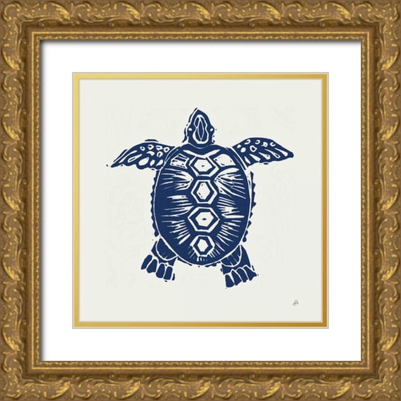 Brissonnet, Daphne 20x20 Gold Ornate Wood Framed with Double Matting Museum Art Print Titled - Primitive Sea III Navy